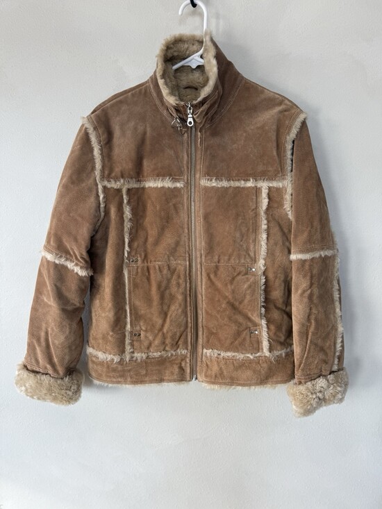 Wilsons Wilson’s Leather Maxima Womens Tan Brown Faux Soft Fur Zip Coat Large L - Picture 2 of 8